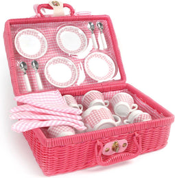 Tidlo Theeservies - Picknick set - In koffer - Roze