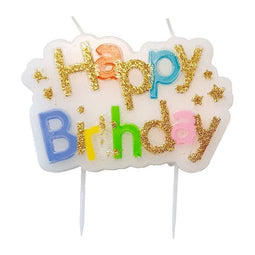 Haza - Kaarsje 'happy birthday' 10.5cm | 5 stuks