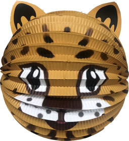 Haza Lampion panter - 20 cm - licht bruin - papier - Sint maarten/kinderfeestje lampionnen
