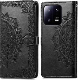 iMoshion Hoesje Geschikt voor Xiaomi 13 Pro Hoesje Met Pasjeshouder - iMoshion Mandala Bookcase - Zwart