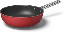 SMEG Wokpan Rood Mat - ø 30 cm / 5.2 Liter - Standaard anti-aanbaklaag