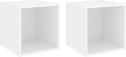 vidaXL - Wandkasten - 2 - st - 37x37x37 - cm - bewerkt - hout - wit