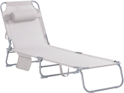 SoBuy OGS35-MI - Opvouwbare Lounge Stoel - 5 Verstelbare Rugleuningsstanden - Beige