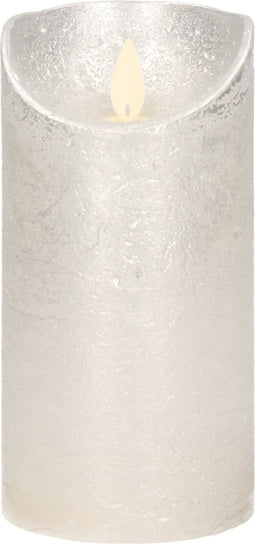 Anna's Collection Led kaars/stompkaars - zilver - H15 x D7,5 cm - wax - bewegende vlam