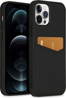 Accezz iPhone 12 Pro / 12 - Back Cover - Premium Leather Card Slot - Zwart