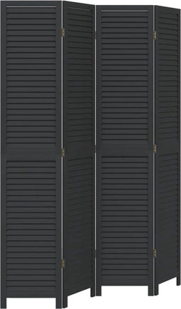 vidaXL - Kamerscherm - met - 4 - panelen - massief - paulowniahout - zwart
