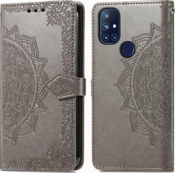 iMoshion Hoesje Geschikt voor OnePlus Nord N10 5G Hoesje Met Pasjeshouder - iMoshion Mandala Bookcase - Grijs