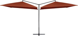 vidaXL - Parasol - dubbel - met - stalen - paal - 250x250 - cm - terracottakleurig
