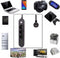 Verlengsnoer met Schakelaar-3 geaarde Stopcontacten-3 USB Oplaadpoorten-Reisadapter-Contactstekker-EU-5 Meter-antislip-Zwart