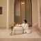 Riviera Maison San Remo Stool D70 Simply White - Polyester, Acryl, Rubberhout - Gewoon Wit - 72.0x72.0x43.0 cm
