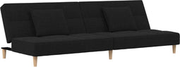 vidaXL - Slaapbank - 2-zits - met - 2 - kussens - stof - zwart
