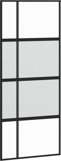 vidaXL - Schuifdeur - 90x205 - cm - gehard - glas - en - aluminium - zwart