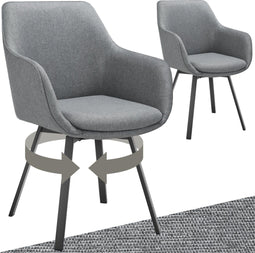 tectake® Draaibare Eetkamerstoel Alicon - Gestoffeerd - Comfortabele 360° Draaiing