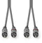 Nedis COTH24200GY50 - RCA-stereo-audiokabel - 500 cm - Grijs