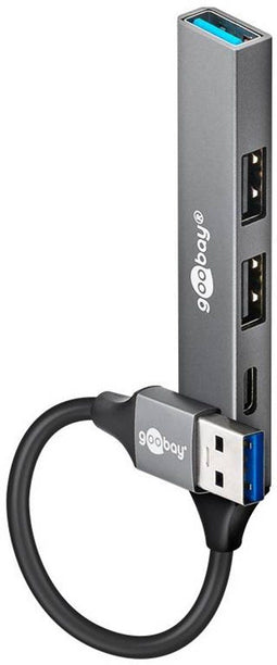 Goobay 74458 - USB-A Hub - 4 poorten USB-A en USB-C - Grijs