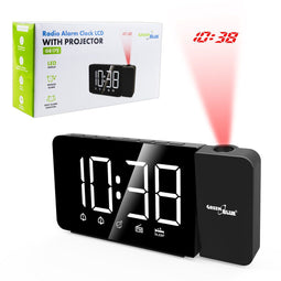 GreenBlue GB172 - Radiowekker met FM-radio en LED-projector - Zwart