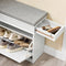 SoBuy FSR82-K-WG - Schoenenkast entreebank - Schoenenopbergkussen en toiletzitting - Wit antiek houteffect