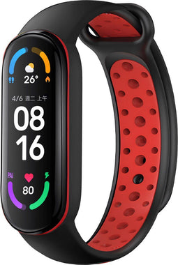 iMoshion Bandje Geschikt voor Xiaomi Mi Band 5 / 6 - iMoshion Siliconen sport band met inkliksysteem ronde drukknoop - Zwart