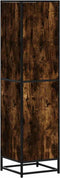 vidaXL - Hoge - kast - 35,5x35x139 - cm - bewerkt - hout - en - metaal - gerookt - eiken