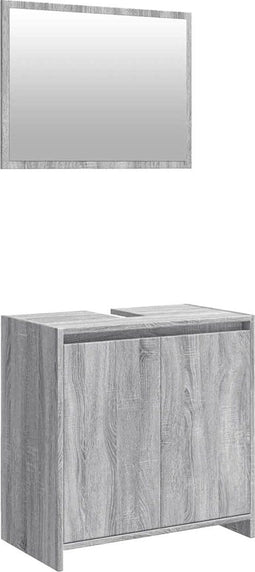 vidaXL - 2-delige - Badkamermeubelset - bewerkt - hout - grijs - sonoma - eikenkleur