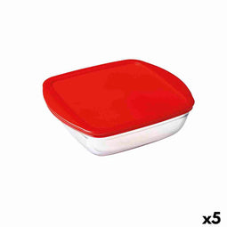 Vierkante Lunchtrommel met Deksel Ô Cuisine Cook&store Ocu Rood 25 x 22 x 7 cm 2,2 L Glas Silicon...