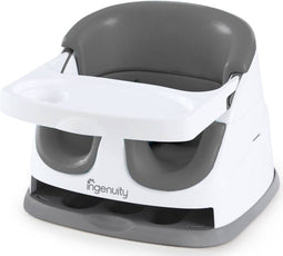 Ingenuity Baby Base 2-in-1 - Kinderstoel en Stoelverhoger - Inclusief blad en 3-punts gordel - Grijs