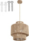 tectake® Plafondlamp Allegra - Hanglamp Boho stijl - Ø32 x 33 cm - Jute lampenkap - 40W - Woonkamer slaapkamer eetkamer