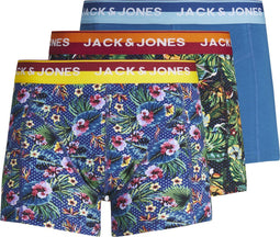 JACK&JONES JACPENTA - Onderbroek 3-pack - Bloemenprint en effen blauw - Classic Blue (3-pack)