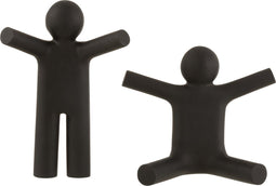 J-Line P'tit Maurice kapstok - kunststof - zwart - 2 stuks - woonaccessoires