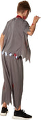 dressforfun - Griezelige schooljongen 128 (7-8y) - Halloween kostuum met nep bloed - zwart-rood