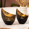Gadgy Oosterse Theelichthouders - Set van 2 - Metaal Zwart / Goud - 16x14.5CM en 14.5x11.5CM (2 stuks)