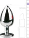 Zilverkleurige metalen buttplug met transparant kristal