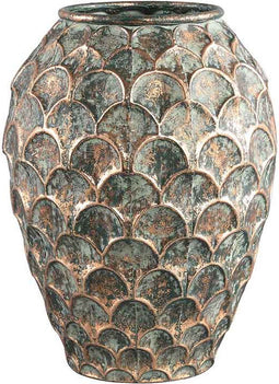 PTMD Jory Ronde Bloempot - H42,5 x Ø33 cm - Ijzer - Grijs/koper