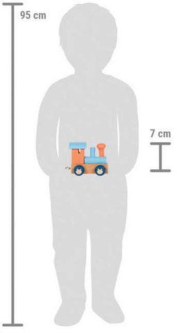 Small Foot - Houten Lettertrein Polar - Locomotief Zalmroze Blauw