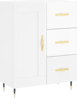 vidaXL - Dressoir - 69,5x34x90 - cm - bewerkt - hout - hoogglans - wit