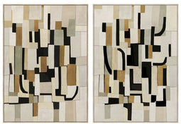 Esprit - Schilderij Abstract Stads - 100 x 4 x 140 cm - Wit Zwart (2 stuks)