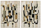 Esprit - Schilderij Abstract Stads - 100 x 4 x 140 cm - Wit Zwart (2 stuks)