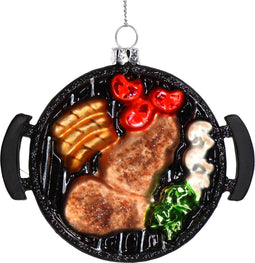 HD Collection - Ornament kerstbal Barbecue Glazen Zwart 10.1 cm