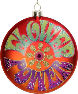 HD Collection - Ornament kerstbal Disc Flower Power Glas Oranje 10....