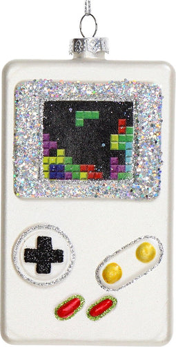 HD Collection - Ornament kerstbal Gameboy Glas Zilver 10.8 cm