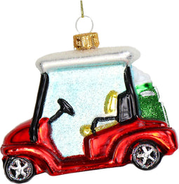 HD Collection - Ornament kerstbal Golfkar Glas Rood 9.7 cm