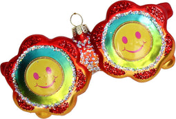 HD Collection - Ornament kerstbal Retro Zonnebril Glas Rood 12.7 cm