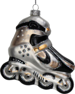 HD Collection - Ornament kerstbal Rolschaats Glas Wit 11.4 cm