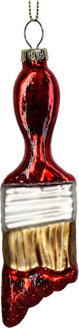 HD Collection - Ornament kerstbal Verfkwast Glas Rood 14 cm