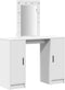 vidaXL - Kaptafel - met - LED - Verlichting - - - Wit - 102 - x - 33 - x - 135 - cm