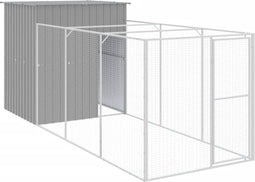 vidaXL - Hondenhok - met - ren - 165x455x181 - cm - staal - lichtgrijs