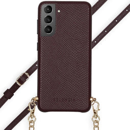 Selencia Hoesje Geschikt voor Samsung Galaxy S21 Plus Hoesje Met Koord - Selencia Aina Slang Hoesje met koord - Rood