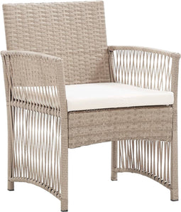 vidaXL - Tuinstoelen - met - kussens - 2 - st - poly - rattan - beige