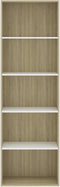 vidaXL - Boekenkast - met - 5 - schappen - 60x30x189 - cm - hout - wit - en - eikenkleur