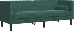 vidaXL - Driezitsbank - Chesterfield-stijl - en - bolsters - fluweel - donkergroen